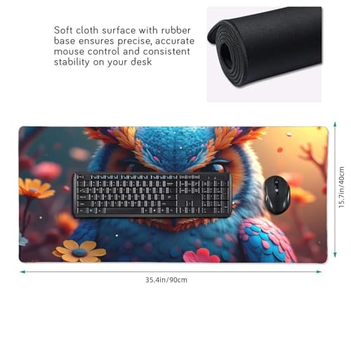 Großes Gaming-Mauspad, buntes Eulen-Druck, Schreibtisch-Tastatur-Pad, rutschfeste Schreibtischunterlage für Desktop-Tastatur und Maus, Mauspad für Büro, Heimzubehör, 40,6 x 80,9 cm Bild 2