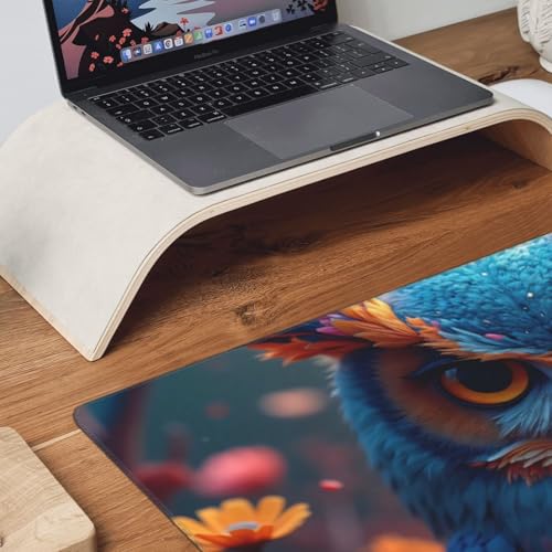 Großes Gaming-Mauspad, buntes Eulen-Druck, Schreibtisch-Tastatur-Pad, rutschfeste Schreibtischunterlage für Desktop-Tastatur und Maus, Mauspad für Büro, Heimzubehör, 40,6 x 80,9 cm Bild 3