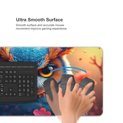 Großes Gaming-Mauspad, buntes Eulen-Druck, Schreibtisch-Tastatur-Pad, rutschfeste Schreibtischunterlage für Desktop-Tastatur und Maus, Mauspad für Büro, Heimzubehör, 40,6 x 80,9 cm Bild 5