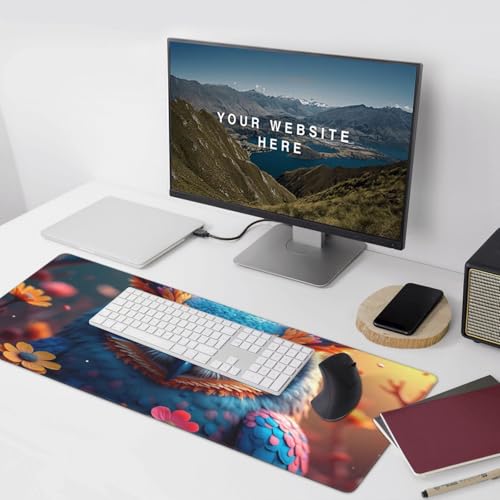 Großes Gaming-Mauspad, buntes Eulen-Druck, Schreibtisch-Tastatur-Pad, rutschfeste Schreibtischunterlage für Desktop-Tastatur und Maus, Mauspad für Büro, Heimzubehör, 40,6 x 80,9 cm Bild 6