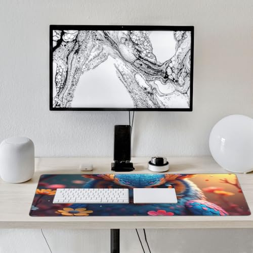 Großes Gaming-Mauspad, buntes Eulen-Druck, Schreibtisch-Tastatur-Pad, rutschfeste Schreibtischunterlage für Desktop-Tastatur und Maus, Mauspad für Büro, Heimzubehör, 40,6 x 80,9 cm Bild 7