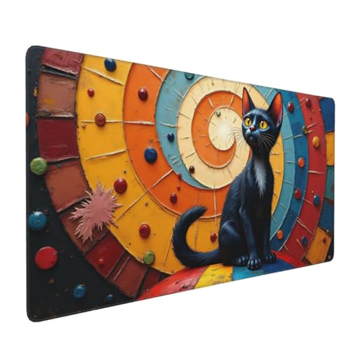 Großes Gaming-Mauspad, buntes Katzendruck, Schreibtisch-Tastatur-Pad, rutschfeste Schreibtischunterlage für Desktop-Tastatur und Maus, Mauspad für Büro, Heimzubehör, 40,6 x 80,9 cm Bild 1