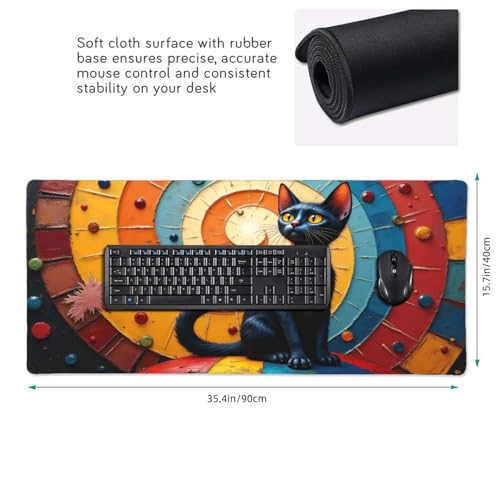 Großes Gaming-Mauspad, buntes Katzendruck, Schreibtisch-Tastatur-Pad, rutschfeste Schreibtischunterlage für Desktop-Tastatur und Maus, Mauspad für Büro, Heimzubehör, 40,6 x 80,9 cm Bild 2
