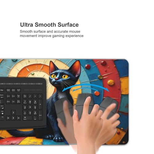 Großes Gaming-Mauspad, buntes Katzendruck, Schreibtisch-Tastatur-Pad, rutschfeste Schreibtischunterlage für Desktop-Tastatur und Maus, Mauspad für Büro, Heimzubehör, 40,6 x 80,9 cm Bild 5