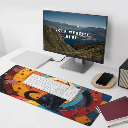Großes Gaming-Mauspad, buntes Katzendruck, Schreibtisch-Tastatur-Pad, rutschfeste Schreibtischunterlage für Desktop-Tastatur und Maus, Mauspad für Büro, Heimzubehör, 40,6 x 80,9 cm Bild 6