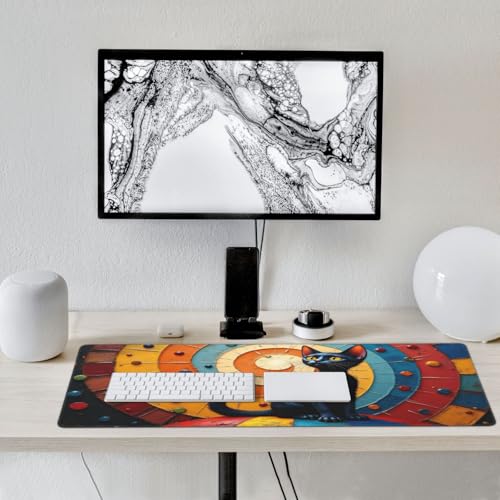 Großes Gaming-Mauspad, buntes Katzendruck, Schreibtisch-Tastatur-Pad, rutschfeste Schreibtischunterlage für Desktop-Tastatur und Maus, Mauspad für Büro, Heimzubehör, 40,6 x 80,9 cm Bild 7