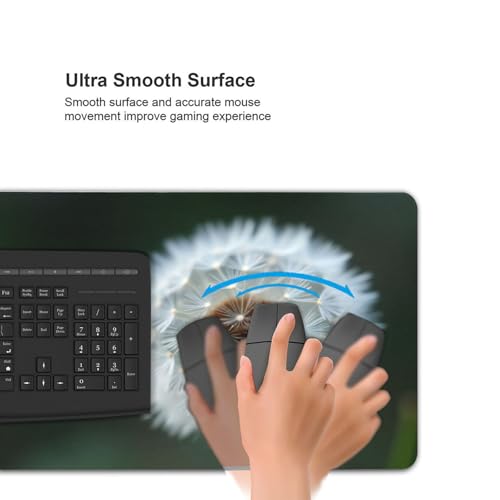 Großes Gaming-Mauspad, minimalistischer weißer Löwenzahn-Druck, Schreibtisch-Tastatur-Pad, rutschfeste Schreibtischunterlage für Desktop-Tastatur und Maus, Mauspad für Büro, Heimzubehör, 40,6 x 80,9 Bild 5
