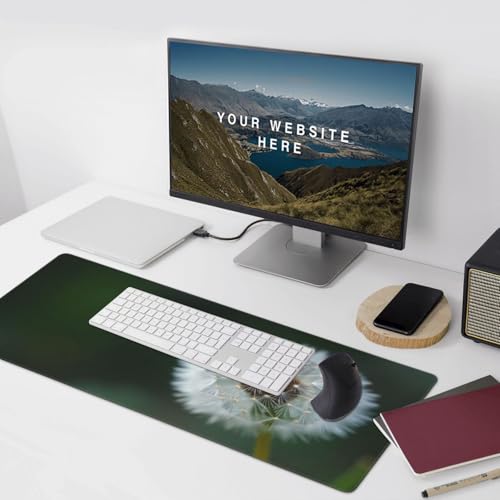 Großes Gaming-Mauspad, minimalistischer weißer Löwenzahn-Druck, Schreibtisch-Tastatur-Pad, rutschfeste Schreibtischunterlage für Desktop-Tastatur und Maus, Mauspad für Büro, Heimzubehör, 40,6 x 80,9 Bild 6