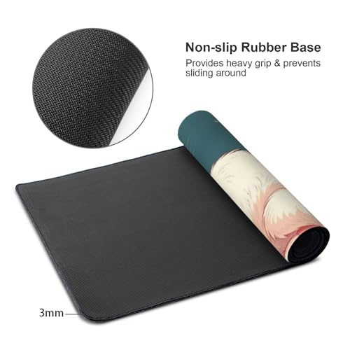 Großes Gaming-Mauspad, elegantes weißes Katzendruck, Schreibtisch-Tastatur-Pad, rutschfeste Schreibtischunterlage für Desktop-Tastatur und Maus, Mauspad für Büro, Heimzubehör, 40,6 x 80,9 cm Bild 4