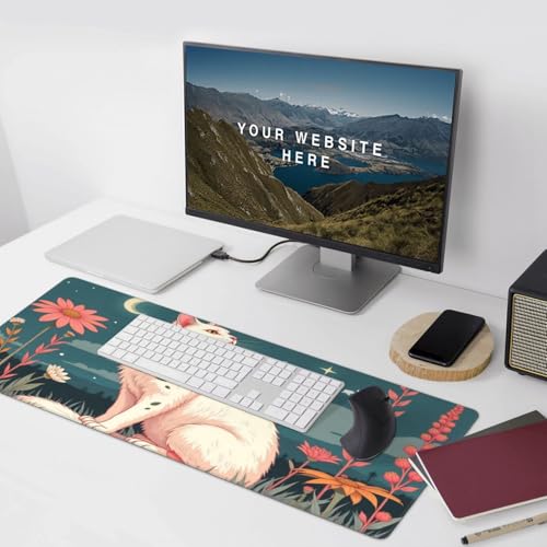 Großes Gaming-Mauspad, elegantes weißes Katzendruck, Schreibtisch-Tastatur-Pad, rutschfeste Schreibtischunterlage für Desktop-Tastatur und Maus, Mauspad für Büro, Heimzubehör, 40,6 x 80,9 cm Bild 6