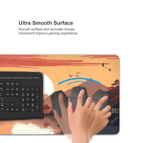 Großes Gaming-Mauspad, Retro, roter Sonnenuntergang, See-A-Druck, Schreibtisch-Tastatur-Pad, rutschfeste Schreibtischunterlage für Desktop-Tastatur und Maus, Mauspad für Büro, Heimzubehör, 40,6 x 89,9 Bild 5