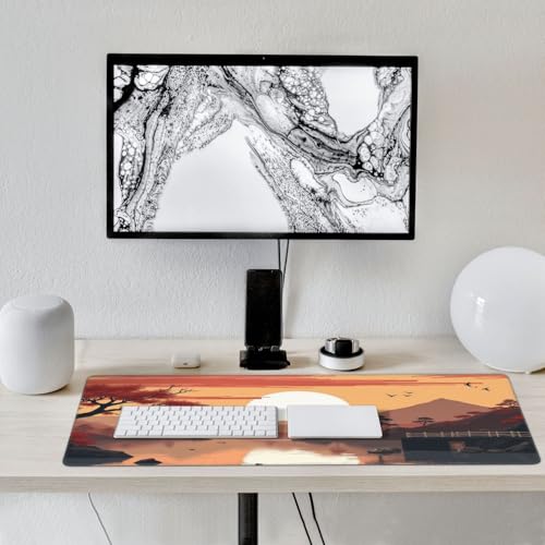 Großes Gaming-Mauspad, Retro, roter Sonnenuntergang, See-A-Druck, Schreibtisch-Tastatur-Pad, rutschfeste Schreibtischunterlage für Desktop-Tastatur und Maus, Mauspad für Büro, Heimzubehör, 40,6 x 89,9 Bild 7