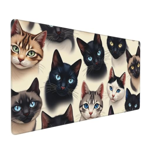 Großes Gaming-Mauspad, niedliche bunte Katzen-Druck, Schreibtisch-Tastatur-Pad, rutschfeste Schreibtischunterlage für Desktop-Tastatur und Maus, Mauspad für Büro, Heimzubehör, 40,6 x 80,9 cm Bild 1