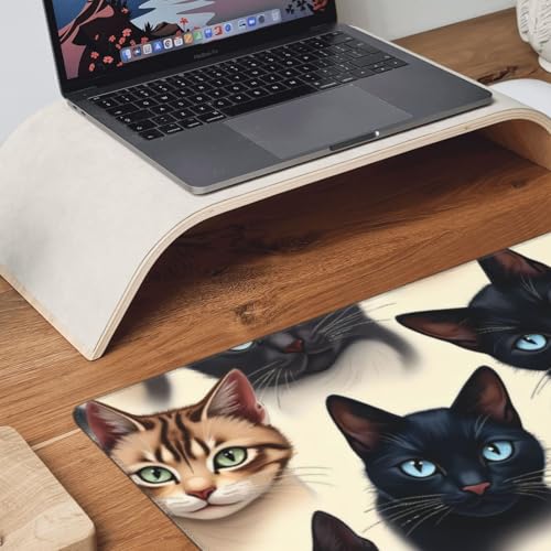 Großes Gaming-Mauspad, niedliche bunte Katzen-Druck, Schreibtisch-Tastatur-Pad, rutschfeste Schreibtischunterlage für Desktop-Tastatur und Maus, Mauspad für Büro, Heimzubehör, 40,6 x 80,9 cm Bild 3