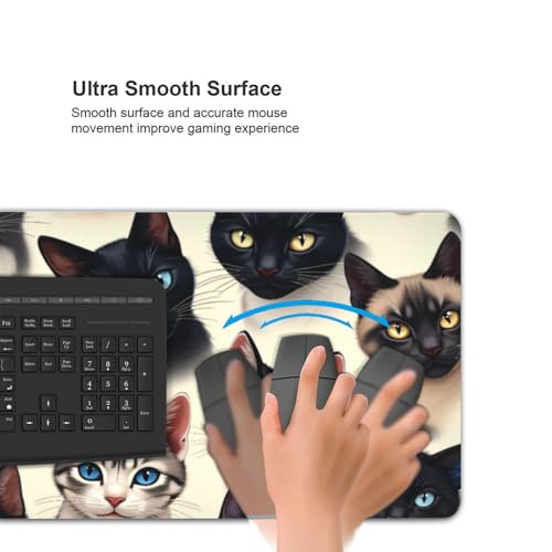 Großes Gaming-Mauspad, niedliche bunte Katzen-Druck, Schreibtisch-Tastatur-Pad, rutschfeste Schreibtischunterlage für Desktop-Tastatur und Maus, Mauspad für Büro, Heimzubehör, 40,6 x 80,9 cm Bild 5