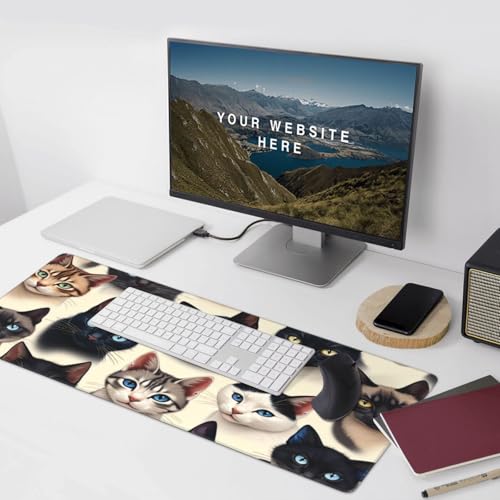 Großes Gaming-Mauspad, niedliche bunte Katzen-Druck, Schreibtisch-Tastatur-Pad, rutschfeste Schreibtischunterlage für Desktop-Tastatur und Maus, Mauspad für Büro, Heimzubehör, 40,6 x 80,9 cm Bild 6