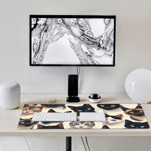 Großes Gaming-Mauspad, niedliche bunte Katzen-Druck, Schreibtisch-Tastatur-Pad, rutschfeste Schreibtischunterlage für Desktop-Tastatur und Maus, Mauspad für Büro, Heimzubehör, 40,6 x 80,9 cm Bild 7