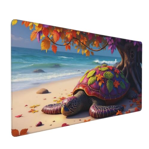 Großes Gaming-Mauspad, buntes Schildkrötenmuster, rutschfeste Schreibtischunterlage für Desktop-Tastatur und Maus, Mauspad für Büro, Heimzubehör, 40,6 x 80,9 cm Bild 1