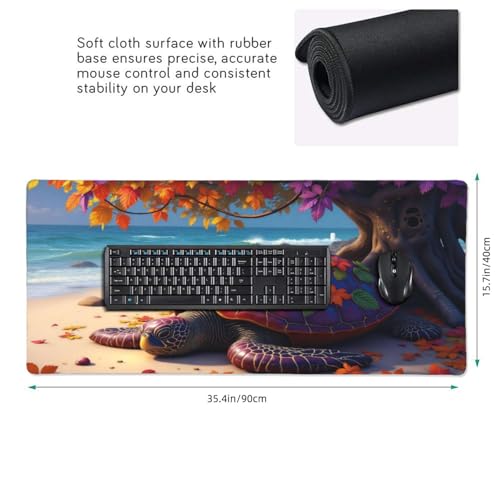 Großes Gaming-Mauspad, buntes Schildkrötenmuster, rutschfeste Schreibtischunterlage für Desktop-Tastatur und Maus, Mauspad für Büro, Heimzubehör, 40,6 x 80,9 cm Bild 2