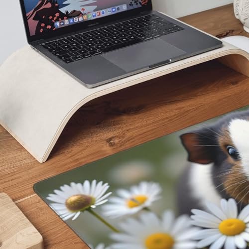 Großes Gaming-Mauspad, niedliches Gänseblümchen-Mauspad, Meerschweinchen-Druck, rutschfeste Schreibtischunterlage für Desktop-Tastatur und Maus, Mauspad für Büro, Heimzubehör, 40,6 x 80,9 cm Bild 3