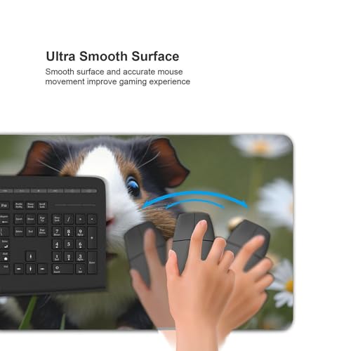 Großes Gaming-Mauspad, niedliches Gänseblümchen-Mauspad, Meerschweinchen-Druck, rutschfeste Schreibtischunterlage für Desktop-Tastatur und Maus, Mauspad für Büro, Heimzubehör, 40,6 x 80,9 cm Bild 5