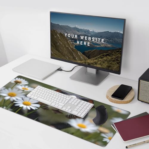 Großes Gaming-Mauspad, niedliches Gänseblümchen-Mauspad, Meerschweinchen-Druck, rutschfeste Schreibtischunterlage für Desktop-Tastatur und Maus, Mauspad für Büro, Heimzubehör, 40,6 x 80,9 cm Bild 6