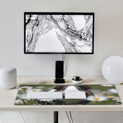 Großes Gaming-Mauspad, niedliches Gänseblümchen-Mauspad, Meerschweinchen-Druck, rutschfeste Schreibtischunterlage für Desktop-Tastatur und Maus, Mauspad für Büro, Heimzubehör, 40,6 x 80,9 cm Bild 7