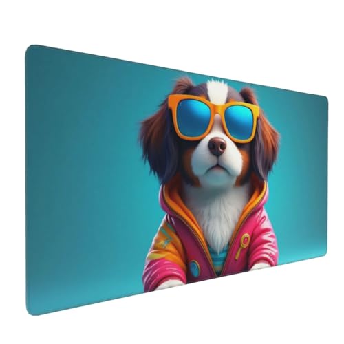 Großes Gaming-Mauspad, niedlicher bunter Hunde-Druck, Schreibtisch-Tastaturunterlage, rutschfeste Schreibtischunterlage für Desktop-Tastatur und Maus, Mauspad für Büro, Heimzubehör, 40,6 x 80,9 cm Bild 1