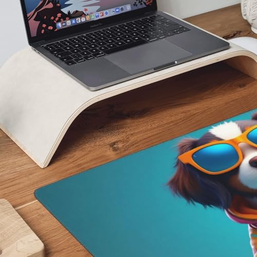 Großes Gaming-Mauspad, niedlicher bunter Hunde-Druck, Schreibtisch-Tastaturunterlage, rutschfeste Schreibtischunterlage für Desktop-Tastatur und Maus, Mauspad für Büro, Heimzubehör, 40,6 x 80,9 cm Bild 3
