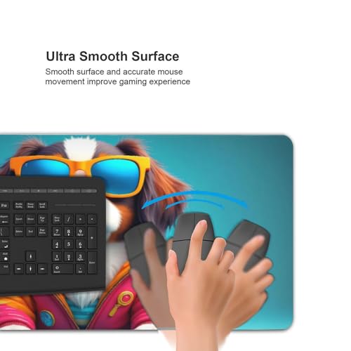 Großes Gaming-Mauspad, niedlicher bunter Hunde-Druck, Schreibtisch-Tastaturunterlage, rutschfeste Schreibtischunterlage für Desktop-Tastatur und Maus, Mauspad für Büro, Heimzubehör, 40,6 x 80,9 cm Bild 5