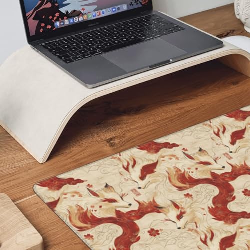 Großes Gaming-Mauspad, eleganter roter Fuchs-Druck, Schreibtisch-Tastatur-Pad, rutschfeste Schreibtischunterlage für Desktop-Tastatur und Maus, Mauspad für Büro, Heimzubehör, 40,6 x 80,9 cm Bild 3
