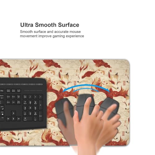 Großes Gaming-Mauspad, eleganter roter Fuchs-Druck, Schreibtisch-Tastatur-Pad, rutschfeste Schreibtischunterlage für Desktop-Tastatur und Maus, Mauspad für Büro, Heimzubehör, 40,6 x 80,9 cm Bild 5