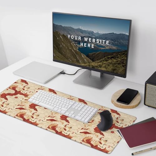 Großes Gaming-Mauspad, eleganter roter Fuchs-Druck, Schreibtisch-Tastatur-Pad, rutschfeste Schreibtischunterlage für Desktop-Tastatur und Maus, Mauspad für Büro, Heimzubehör, 40,6 x 80,9 cm Bild 6