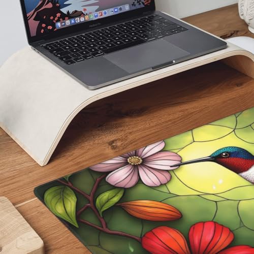 Großes Gaming-Mauspad, farbenfroher Kolibri-Druck, Schreibtisch-Tastatur-Pad, rutschfeste Schreibtischunterlage für Desktop-Tastatur und Maus, Mauspad für Büro, Heimzubehör, 40,6 x 80,9 cm Bild 3