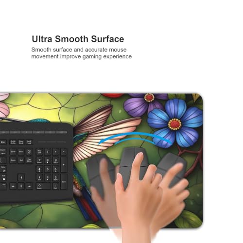 Großes Gaming-Mauspad, farbenfroher Kolibri-Druck, Schreibtisch-Tastatur-Pad, rutschfeste Schreibtischunterlage für Desktop-Tastatur und Maus, Mauspad für Büro, Heimzubehör, 40,6 x 80,9 cm Bild 5