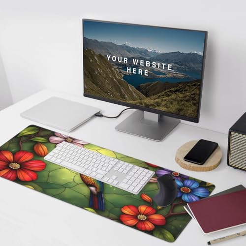 Großes Gaming-Mauspad, farbenfroher Kolibri-Druck, Schreibtisch-Tastatur-Pad, rutschfeste Schreibtischunterlage für Desktop-Tastatur und Maus, Mauspad für Büro, Heimzubehör, 40,6 x 80,9 cm Bild 6