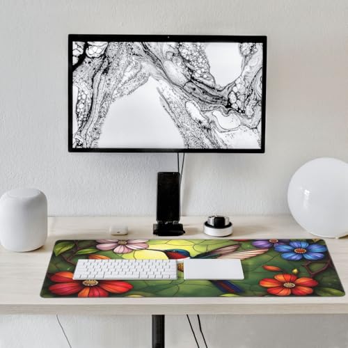Großes Gaming-Mauspad, farbenfroher Kolibri-Druck, Schreibtisch-Tastatur-Pad, rutschfeste Schreibtischunterlage für Desktop-Tastatur und Maus, Mauspad für Büro, Heimzubehör, 40,6 x 80,9 cm Bild 7