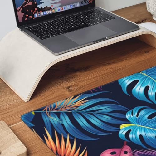 Großes Gaming-Mauspad, bunte tropische Blätter, Schreibtisch-Tastatur-Pad, rutschfeste Schreibtischunterlage für Desktop-Tastatur und Maus, Mauspad für Büro, Heimzubehör, 40,6 x 80,9 cm Bild 2