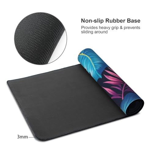 Großes Gaming-Mauspad, bunte tropische Blätter, Schreibtisch-Tastatur-Pad, rutschfeste Schreibtischunterlage für Desktop-Tastatur und Maus, Mauspad für Büro, Heimzubehör, 40,6 x 80,9 cm Bild 4