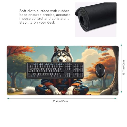Großes Gaming-Mauspad, eleganter blauer Wolf-Druck, Schreibtisch-Tastatur-Pad, rutschfeste Schreibtischunterlage für Desktop-Tastatur und Maus, Mauspad für Büro, Heimzubehör, 40,6 x 80,9 cm Bild 2