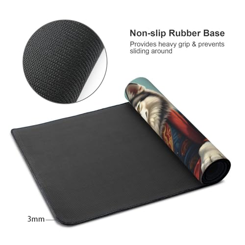 Großes Gaming-Mauspad, eleganter blauer Wolf-Druck, Schreibtisch-Tastatur-Pad, rutschfeste Schreibtischunterlage für Desktop-Tastatur und Maus, Mauspad für Büro, Heimzubehör, 40,6 x 80,9 cm Bild 4