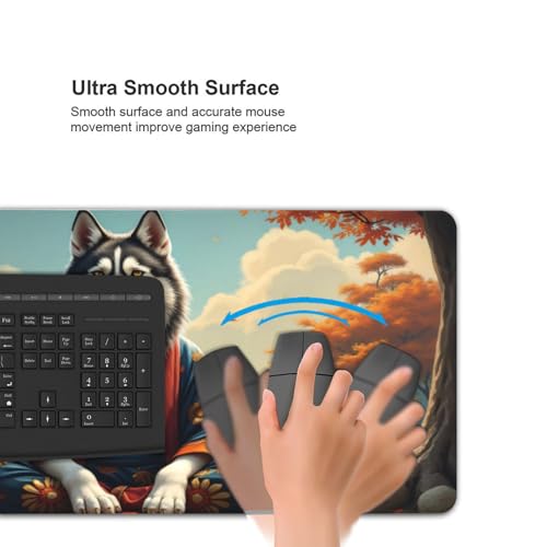 Großes Gaming-Mauspad, eleganter blauer Wolf-Druck, Schreibtisch-Tastatur-Pad, rutschfeste Schreibtischunterlage für Desktop-Tastatur und Maus, Mauspad für Büro, Heimzubehör, 40,6 x 80,9 cm Bild 5
