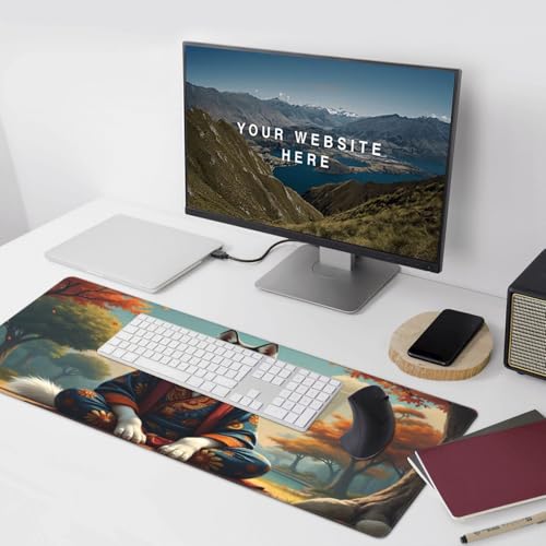 Großes Gaming-Mauspad, eleganter blauer Wolf-Druck, Schreibtisch-Tastatur-Pad, rutschfeste Schreibtischunterlage für Desktop-Tastatur und Maus, Mauspad für Büro, Heimzubehör, 40,6 x 80,9 cm Bild 6