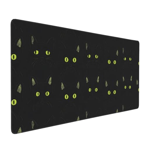 Großes Gaming-Mauspad, cooles schwarzes Katzendruck, Schreibtisch-Tastatur-Pad, rutschfeste Schreibtischunterlage für Desktop-Tastatur und Maus, Mauspad für Büro, Heimzubehör, 40,6 x 80,9 cm Bild 1