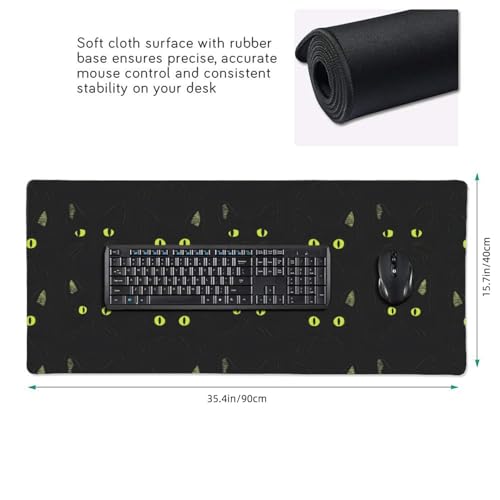 Großes Gaming-Mauspad, cooles schwarzes Katzendruck, Schreibtisch-Tastatur-Pad, rutschfeste Schreibtischunterlage für Desktop-Tastatur und Maus, Mauspad für Büro, Heimzubehör, 40,6 x 80,9 cm Bild 2
