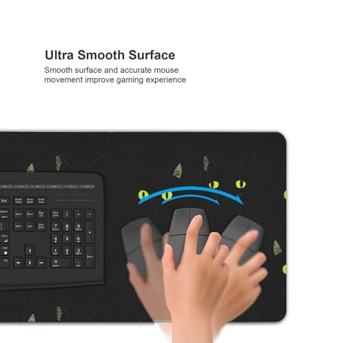 Großes Gaming-Mauspad, cooles schwarzes Katzendruck, Schreibtisch-Tastatur-Pad, rutschfeste Schreibtischunterlage für Desktop-Tastatur und Maus, Mauspad für Büro, Heimzubehör, 40,6 x 80,9 cm Bild 5