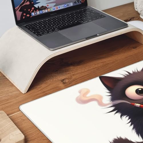 Großes Gaming-Mauspad, niedlicher schwarzer Katzendruck, Schreibtisch-Tastatur-Pad, rutschfeste Schreibtischunterlage für Desktop-Tastatur und Maus, Mauspad für Büro, Heimzubehör, 40,6 x 80,9 cm Bild 2