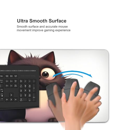 Großes Gaming-Mauspad, niedlicher schwarzer Katzendruck, Schreibtisch-Tastatur-Pad, rutschfeste Schreibtischunterlage für Desktop-Tastatur und Maus, Mauspad für Büro, Heimzubehör, 40,6 x 80,9 cm Bild 5