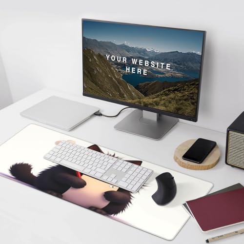 Großes Gaming-Mauspad, niedlicher schwarzer Katzendruck, Schreibtisch-Tastatur-Pad, rutschfeste Schreibtischunterlage für Desktop-Tastatur und Maus, Mauspad für Büro, Heimzubehör, 40,6 x 80,9 cm Bild 6