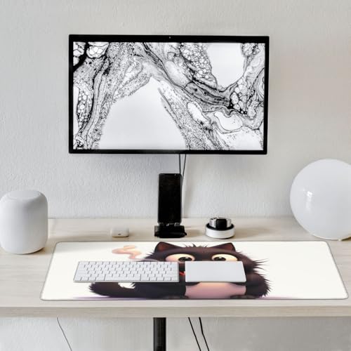 Großes Gaming-Mauspad, niedlicher schwarzer Katzendruck, Schreibtisch-Tastatur-Pad, rutschfeste Schreibtischunterlage für Desktop-Tastatur und Maus, Mauspad für Büro, Heimzubehör, 40,6 x 80,9 cm Bild 7
